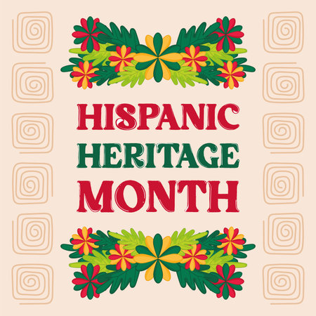 Hispanic Heritage Month banner with floral decorations, Vectorのイラスト素材