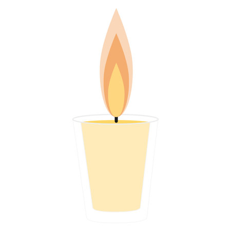 Lit candle in a glass with soft flame, Vectorのイラスト素材
