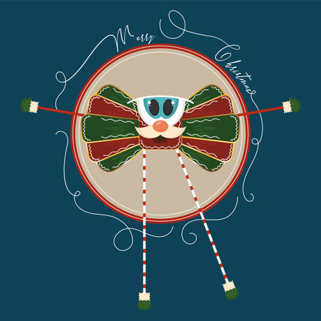 Merry christmas card Decoration ribbon cartoon Vectorのイラスト素材