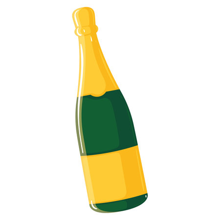 Champagne bottle with yellow label, Vectorのイラスト素材