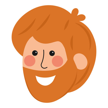 Bearded man with red hair smiling, close-up face, Vectorのイラスト素材