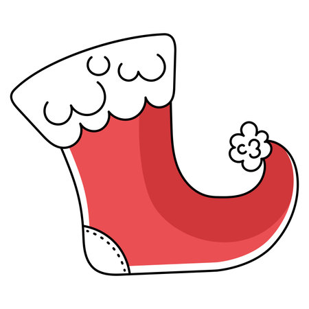 Christmas stocking illustration in red with white trim, Vectorのイラスト素材