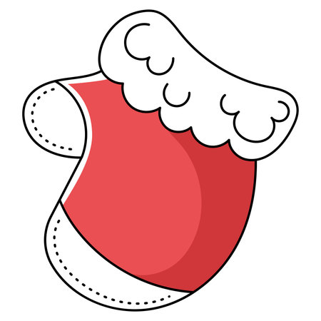 Red Christmas stocking with white fluffy trim, Vectorのイラスト素材