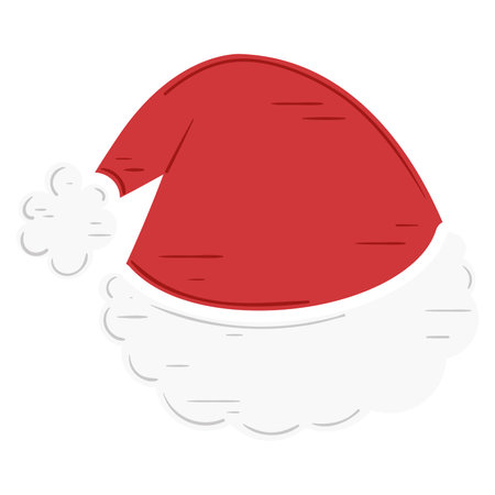 Santa Claus hat with fluffy trim Christmas illustration, Vectorのイラスト素材
