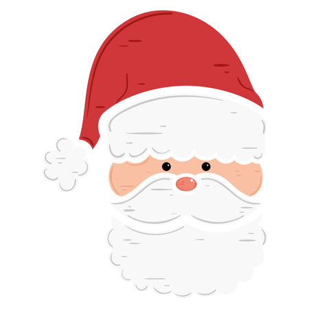 Santa Claus face illustration with hat and white beard, Vectorのイラスト素材