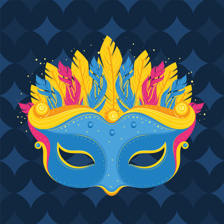 Carnival mask with feathers and swirl design Vectorのイラスト素材