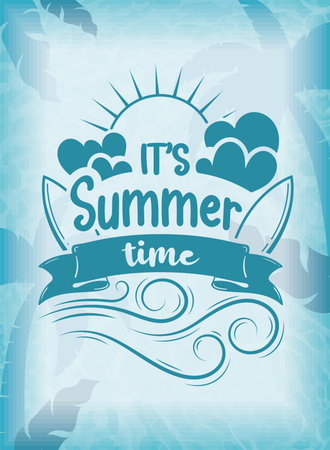 Its summer time poster with waves and surfboards Vectorのイラスト素材