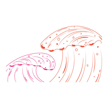 Ocean waves stylized in orange and pink colors Vectorのイラスト素材