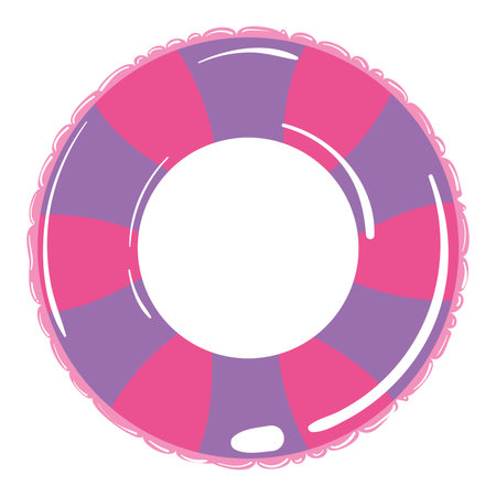 Pink and purple inflatable pool ring in flat style Vectorのイラスト素材