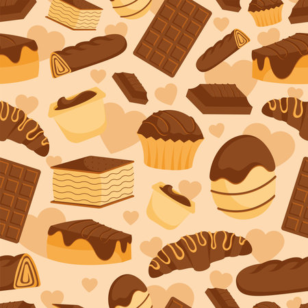 Chocolate pastry mix pattern. Vectorのイラスト素材