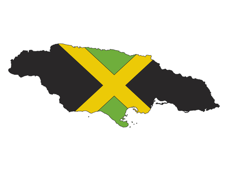 Jamaica Map and Flag Combinedのイラスト素材