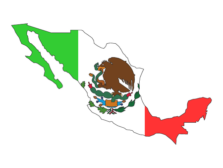 Mexico Map and Flag Combinedのイラスト素材