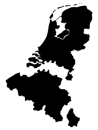 Black Map of Benelux (added distance between countries)のイラスト素材