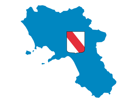Combined Map and Flag of the Italian Region of Campaniaのイラスト素材