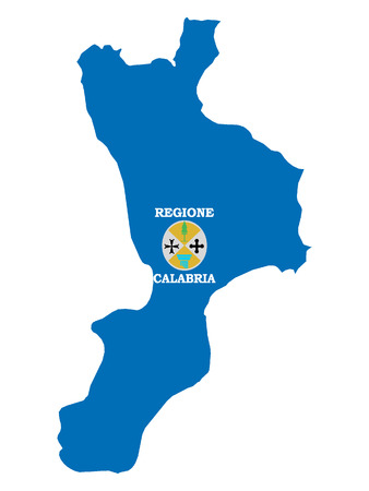 Combined Map and Flag of the Italian Region of Calabriaのイラスト素材