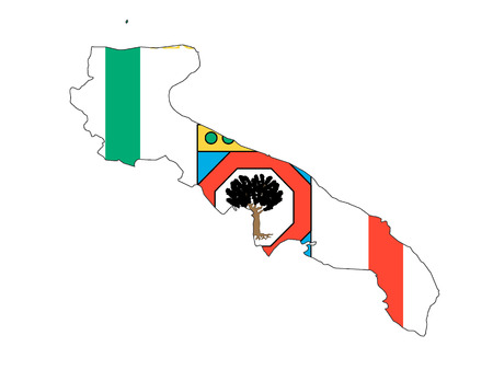 Combined Map and Flag of the Italian Region of Apuliaのイラスト素材