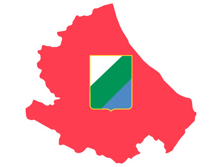 Combined Map and Flag of the Italian Region of Abruzzoのイラスト素材