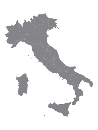 Gray Map of the Regions of Italyのイラスト素材