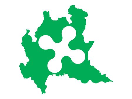 Combined Map and Flag of the Italian region of Lombardyのイラスト素材
