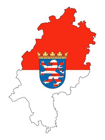 Combined Flag and Map of the German State of Hesseのイラスト素材