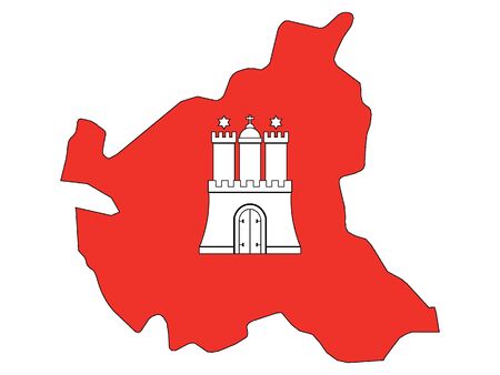 Combined Flag and Map of the German State of Hamburgのイラスト素材