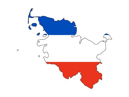Combined Map and Flag of the German State of Schleswig-Holsteinのイラスト素材