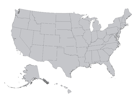 Vector illustration of the Gray Federal States Map of the United States of Americaのイラスト素材