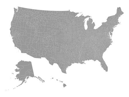 Vector illustration of the Gray Counties Map of the United States of Americaのイラスト素材