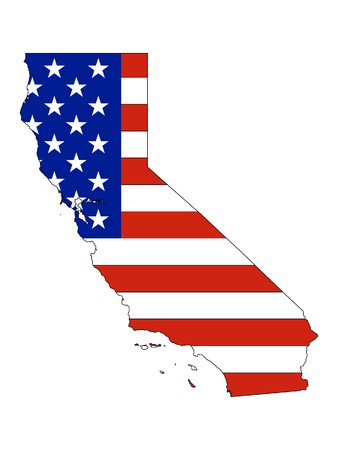 California map combined with US flagのイラスト素材