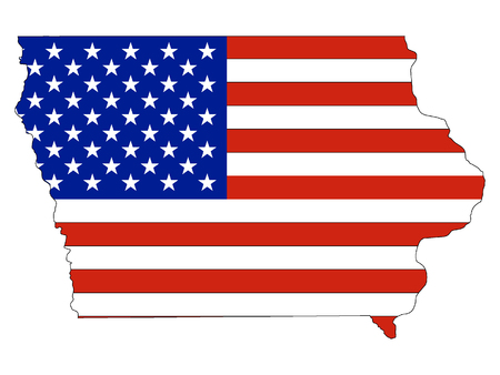 Iowa map combined with US flagのイラスト素材