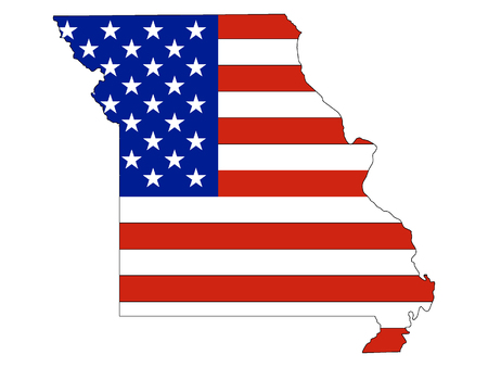 Missouri map combined with US flagのイラスト素材