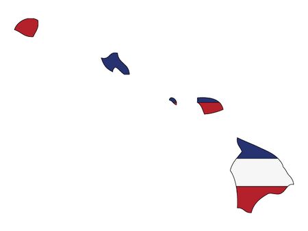 Map and Flag of Hawaiiのイラスト素材