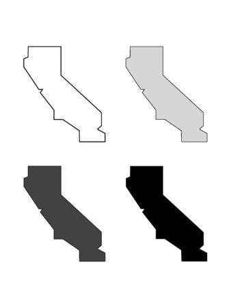 Set of Simplified White, Black and Gray California Mapsのイラスト素材