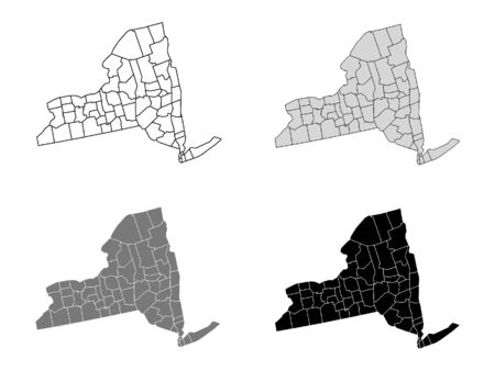 New York County Map (Gray, Black, White)のイラスト素材