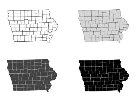 Iowa County Map (Gray, Black, White)のイラスト素材