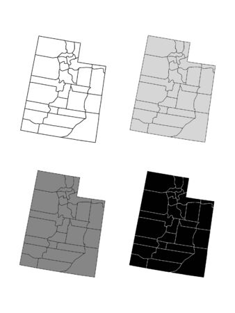 Utah County Map (Gray, Black, White)のイラスト素材