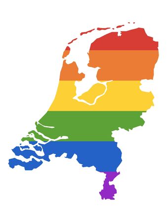 Rainbow Gay Map of Netherlandsのイラスト素材