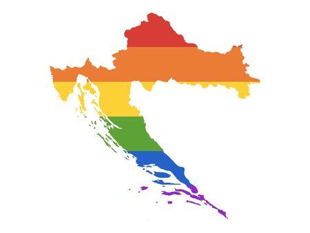 Rainbow LGBT Pride Map of Croatiaのイラスト素材