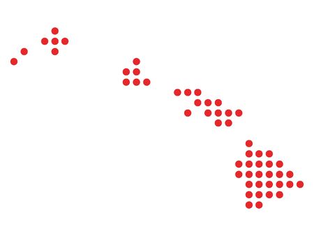 Red Dotted Pattern Map of Hawaiiのイラスト素材