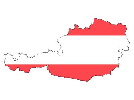 Map of Austria Combined With Austrian Flagのイラスト素材