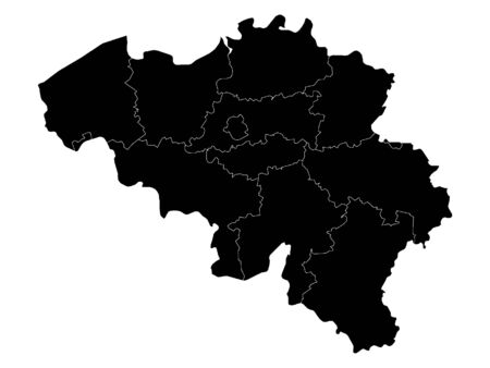 Black Map of Belgian Provinces on White Backgroundのイラスト素材