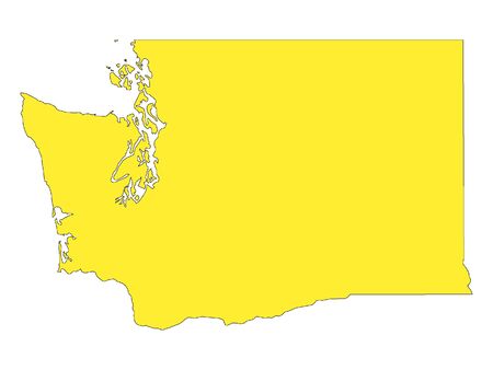 Yellow Map of USA Federal State of Washingtonのイラスト素材