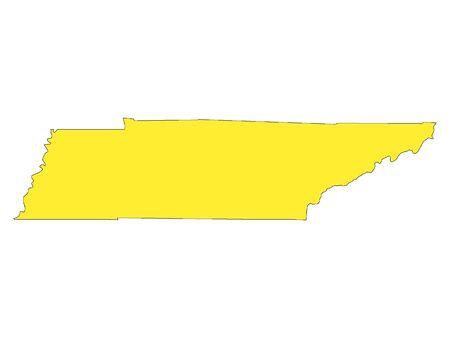 Yellow Map of USA Federal State of Tennesseeのイラスト素材