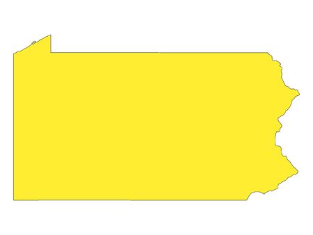 Yellow Map of USA Federal State of Pennsylvaniaのイラスト素材