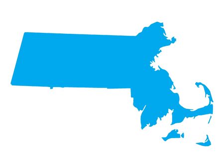 Blue Map of USA Federal State of Massachusettsのイラスト素材