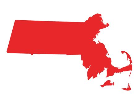 Red Map of USA Federal State of Massachusettsのイラスト素材