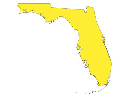 Yellow Map of USA Federal State of Floridaのイラスト素材