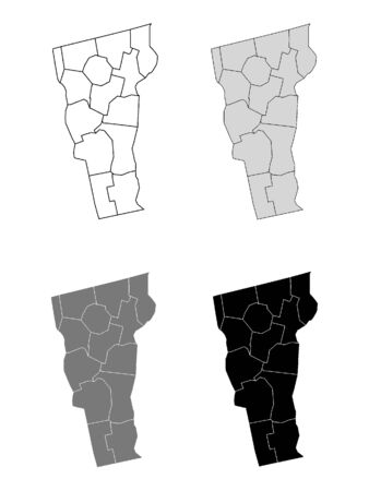Simple Set of Vermont Counties Maps Set (White, Gray, Black)のイラスト素材