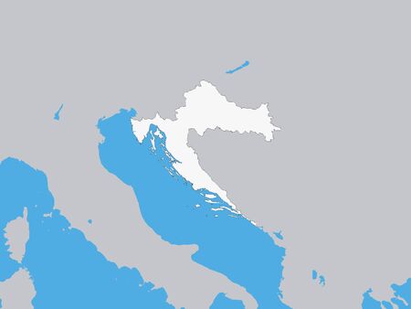 White Map of Croatia with Surrounding Terrainのイラスト素材