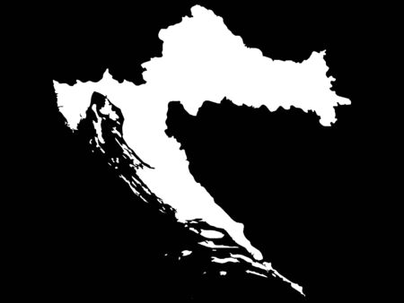 White Map of Croatia on Black Backgroundのイラスト素材